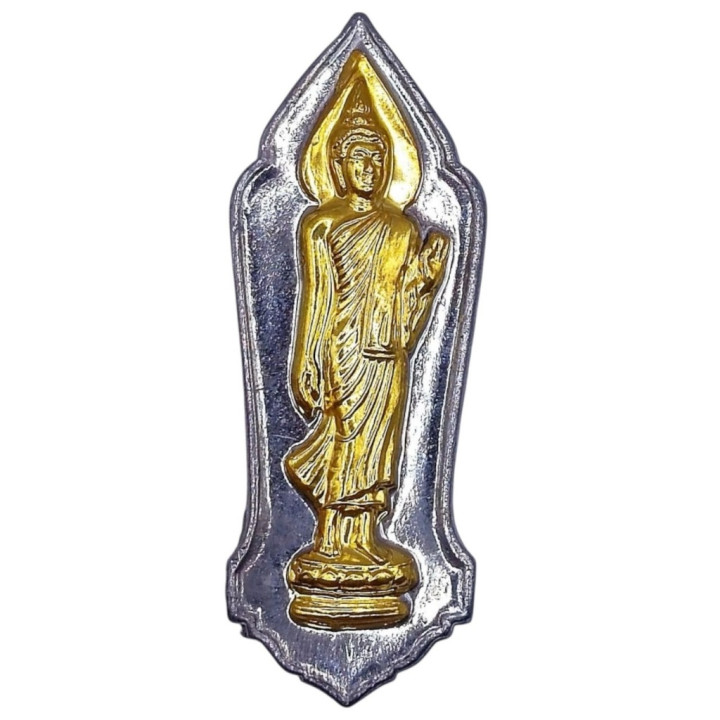 Walking Buddha Amulet Gold Mask Pendant
