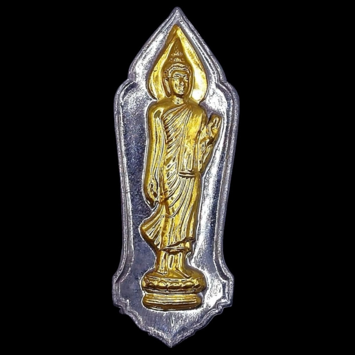 Walking Buddha Amulet Gold Mask Pendant