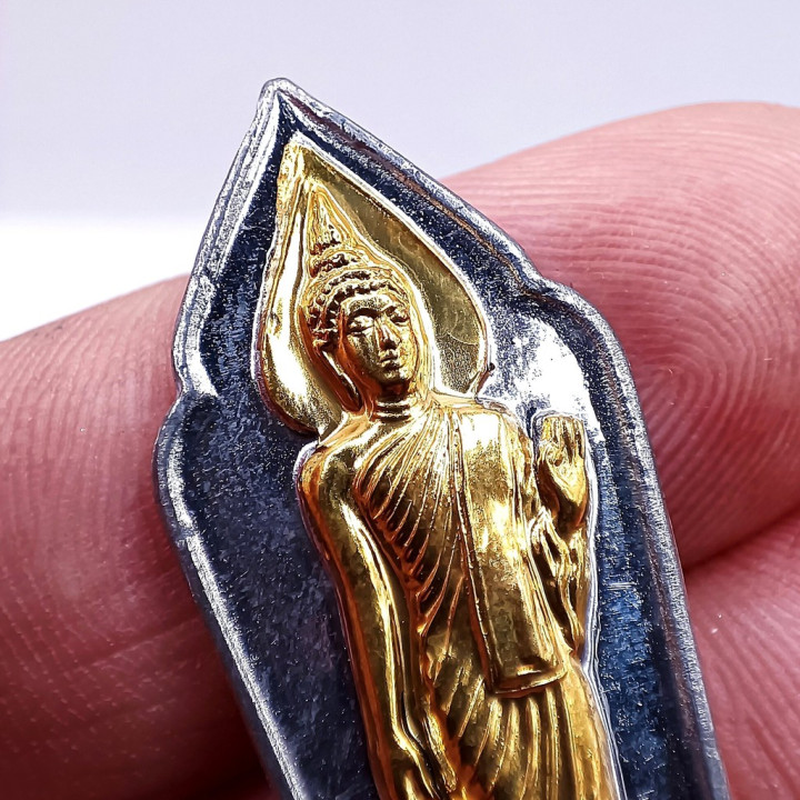 Walking Buddha Amulet Gold Mask Pendant