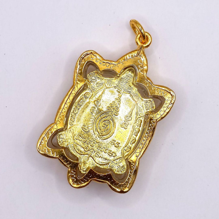 Luang Pu Liew Turtle Amulet Gold Plated Pendant