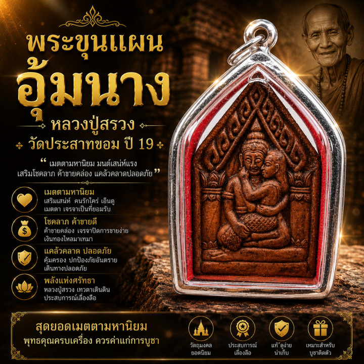 Khun Paen Um Nang Buddha Amulet Luang Pu Suang