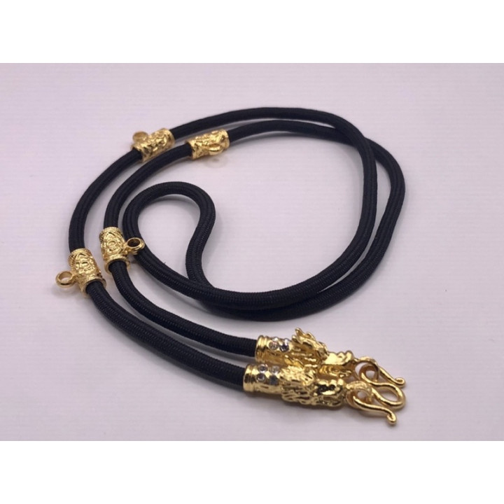 Dragon Head Gold Plated Rope Necklace 24 Inch