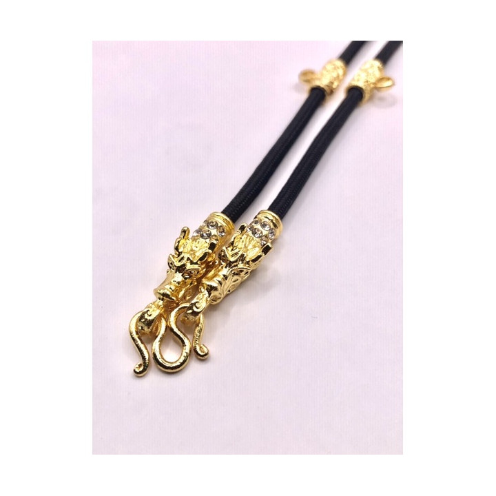 Dragon Head Gold Plated Rope Necklace 24 Inch