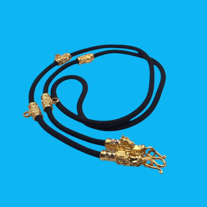 Dragon Head Gold Plated Rope Necklace 24 Inch