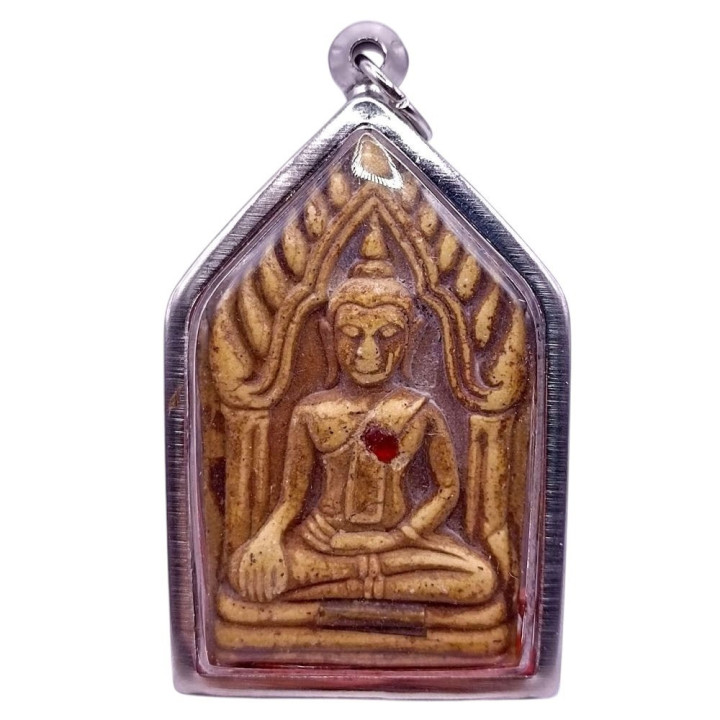 Khun Paen Buddha Amulet Red Gemstone Pendant