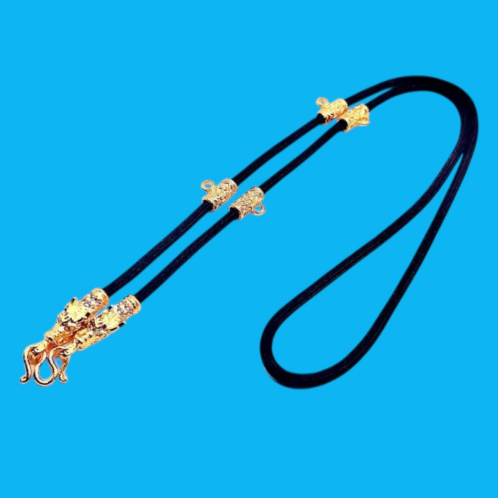 Dragon Head Gold Plated Rope Necklace 24 Inch