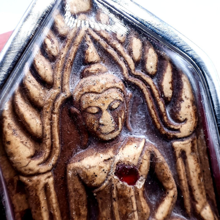 Khun Paen Buddha Amulet Red Gemstone Pendant