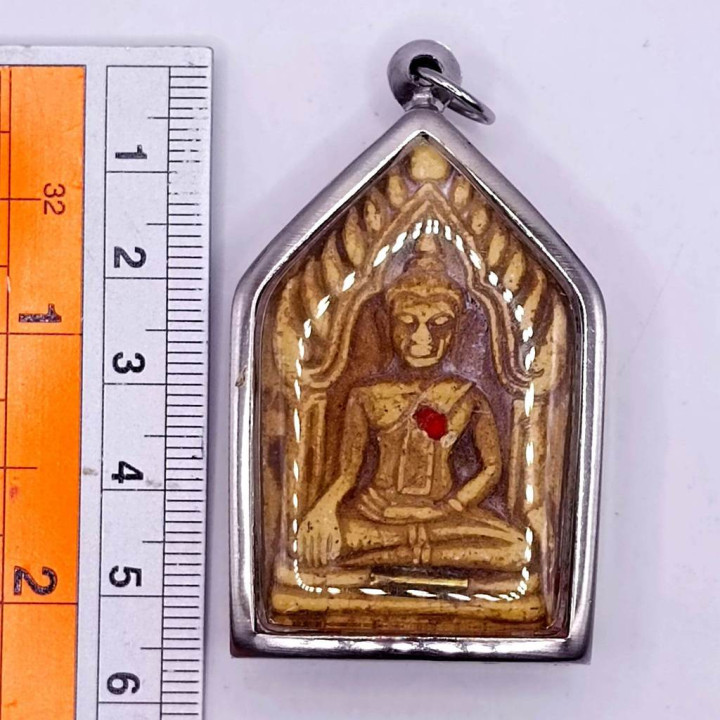 Khun Paen Buddha Amulet Red Gemstone Pendant
