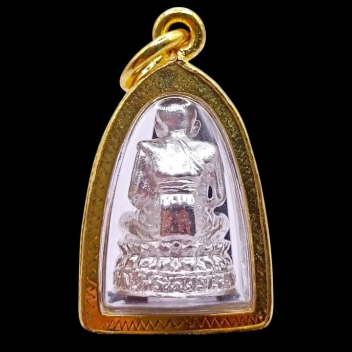 Luang Pu Thuat Silver Plated Amulet Pendant