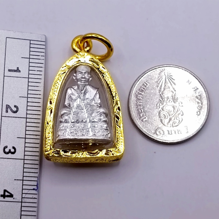 Luang Pu Thuat Silver Plated Amulet Pendant