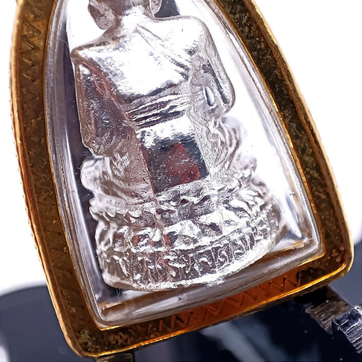 Luang Pu Thuat Silver Plated Amulet Pendant