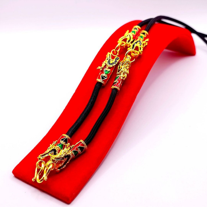 Dragon Head Gold Plated Rope Necklace 24 inch