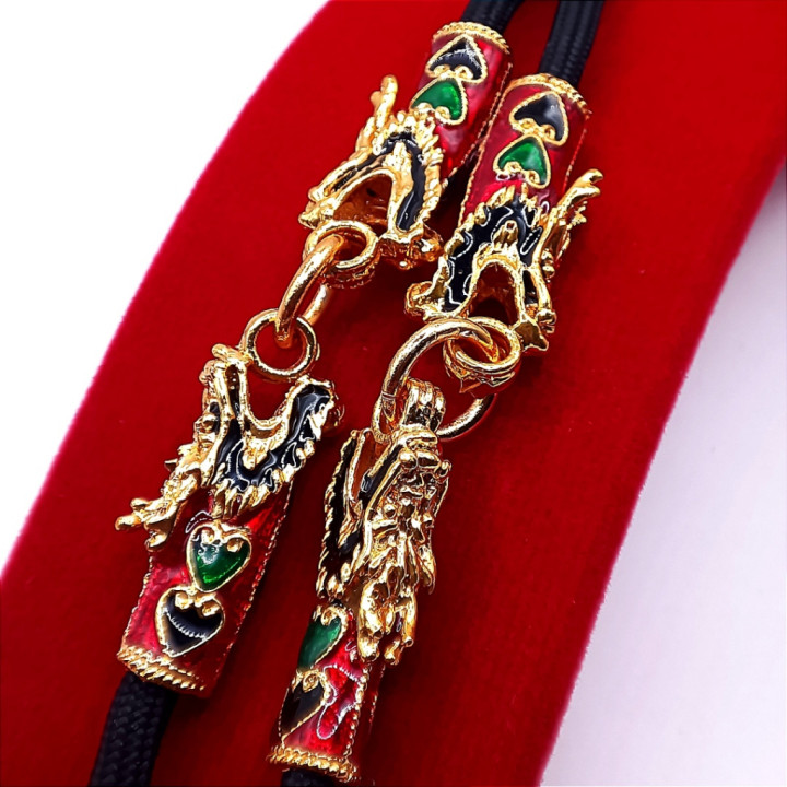 Dragon Head Gold Plated Rope Necklace 24 inch