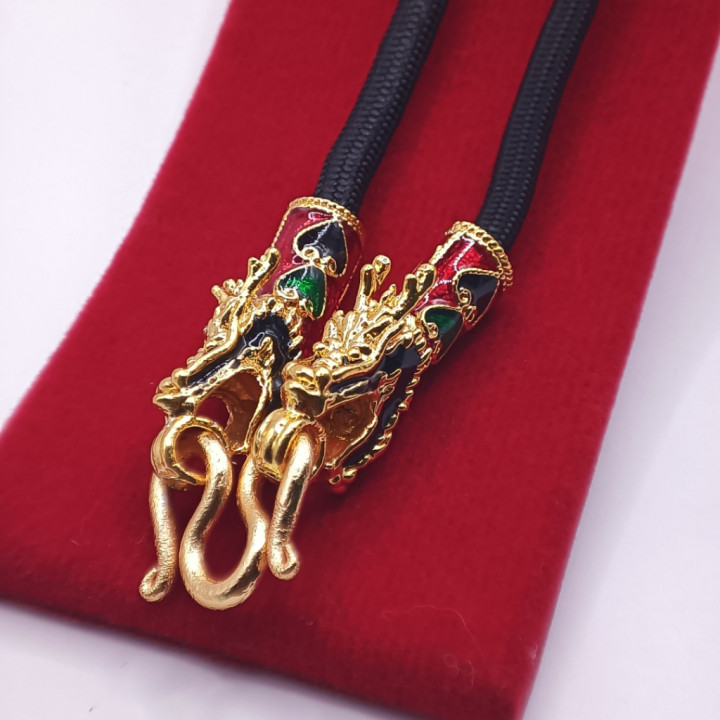 Dragon Head Gold Plated Rope Necklace 24 inch