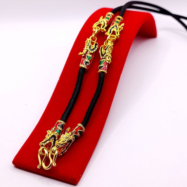Dragon Head Gold Plated Rope Necklace 24 inch