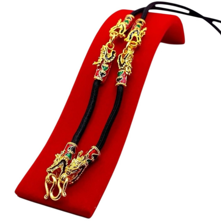 Dragon Head Gold Plated Rope Necklace 24 inch