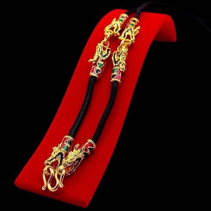 Dragon Head Gold Plated Rope Necklace 24 inch