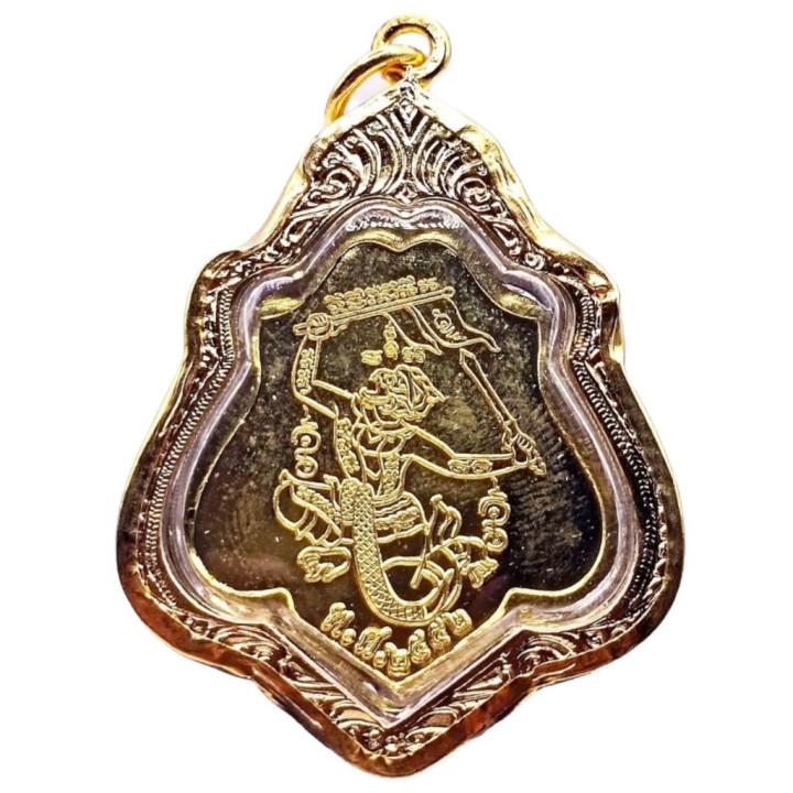 Luang Por Guay Hanuman Flag Gold Plated Amulet