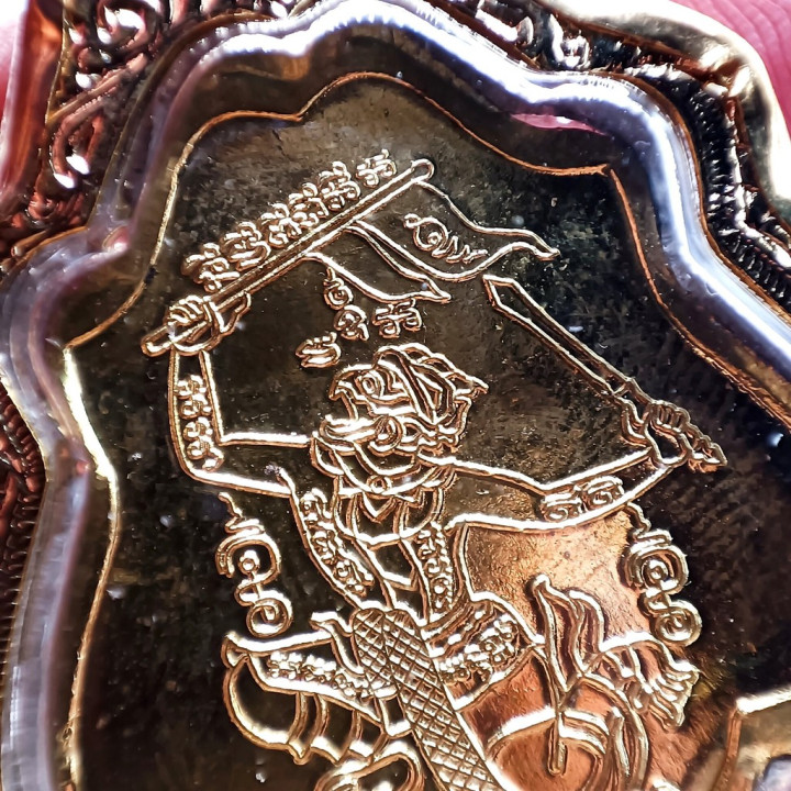 Luang Por Guay Hanuman Flag Gold Plated Amulet