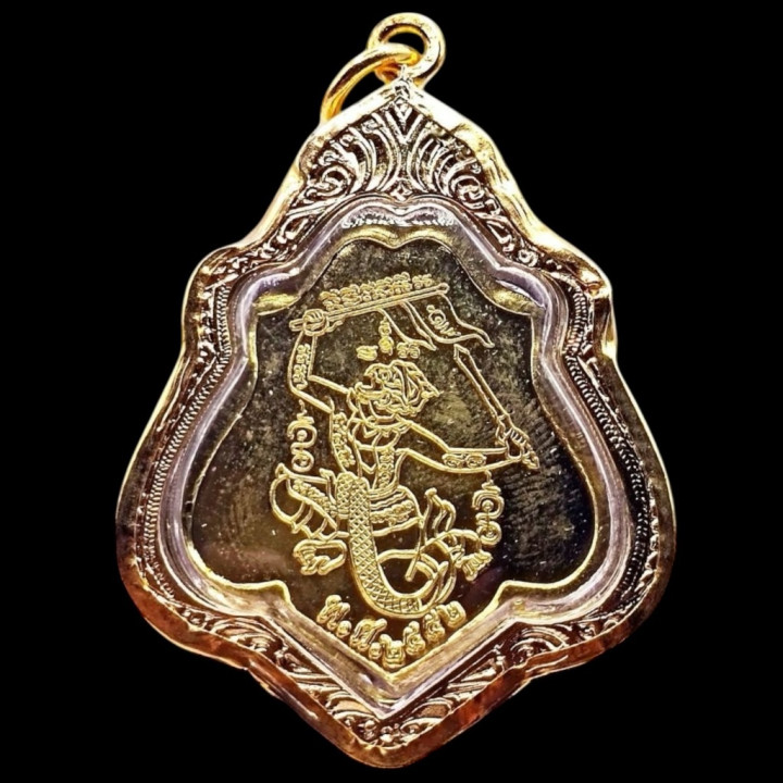 Luang Por Guay Hanuman Flag Gold Plated Amulet