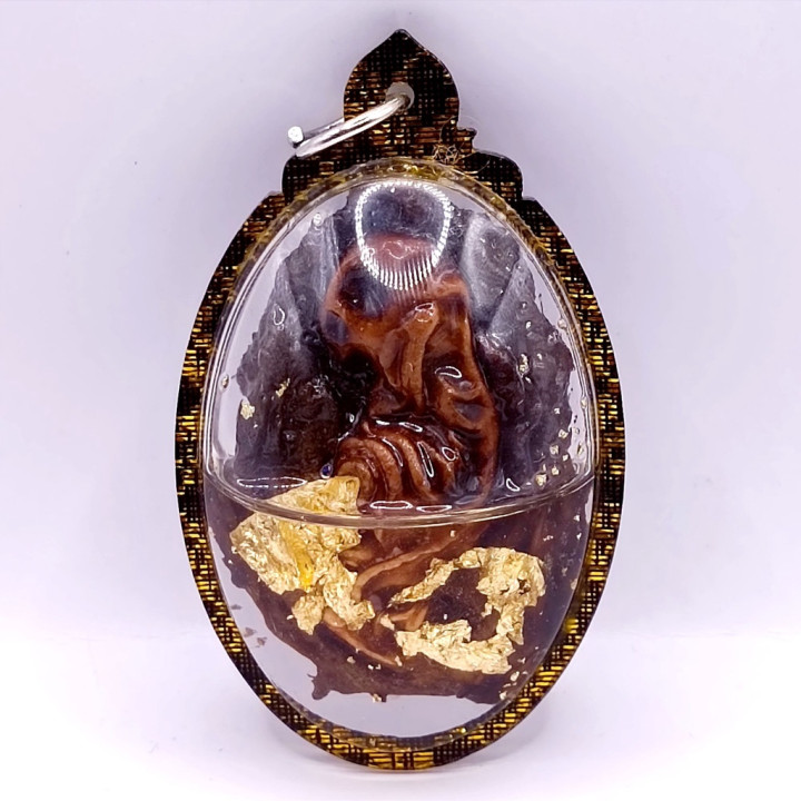 Cat Fetus Amulet with Gold Leaf