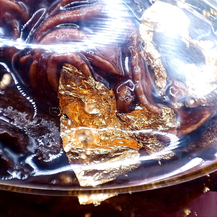 Cat Fetus Amulet with Gold Leaf