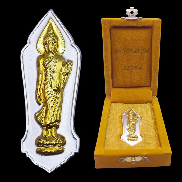 Walking Buddha 25th Century Silver Gold Mask Pendant