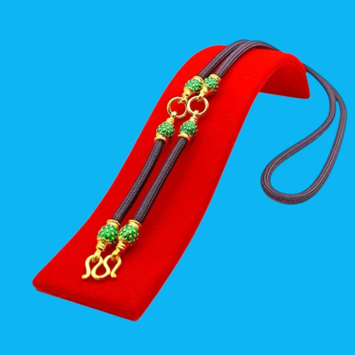 Men's Amulet Necklace Green Enamel 24 inch