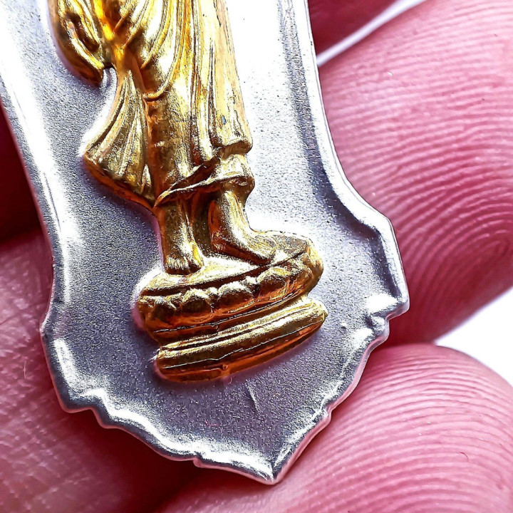 Walking Buddha 25th Century Silver Gold Mask Pendant