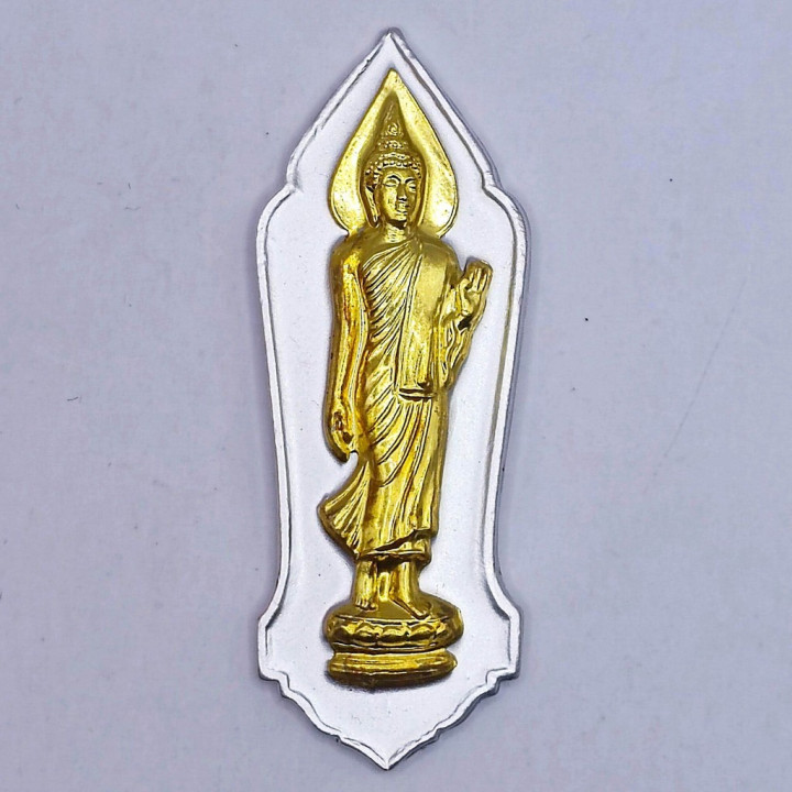 Walking Buddha 25th Century Silver Gold Mask Pendant
