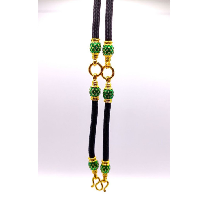 Men's Amulet Necklace Green Enamel 24 inch