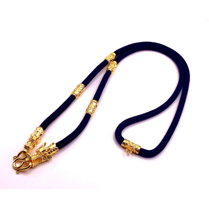 Dragon Head 24K Gold Plated Amulet Rope Necklace