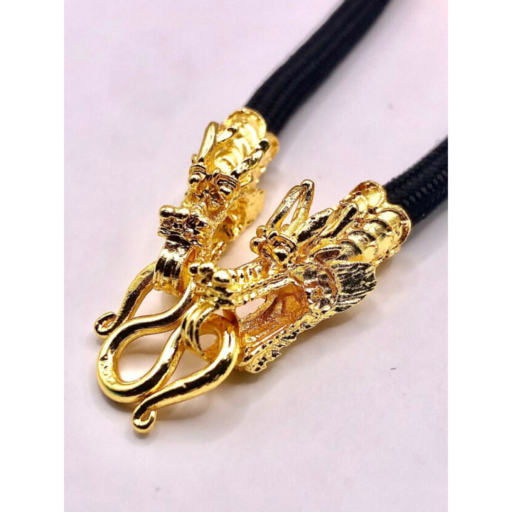 Dragon Head 24K Gold Plated Amulet Rope Necklace