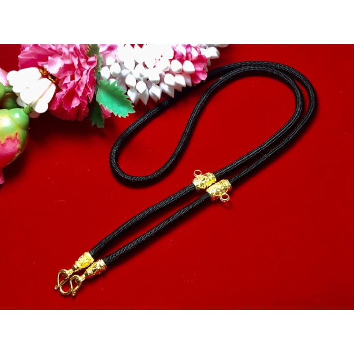 Men's 3mm Rope Necklace with Gold Plated Accents