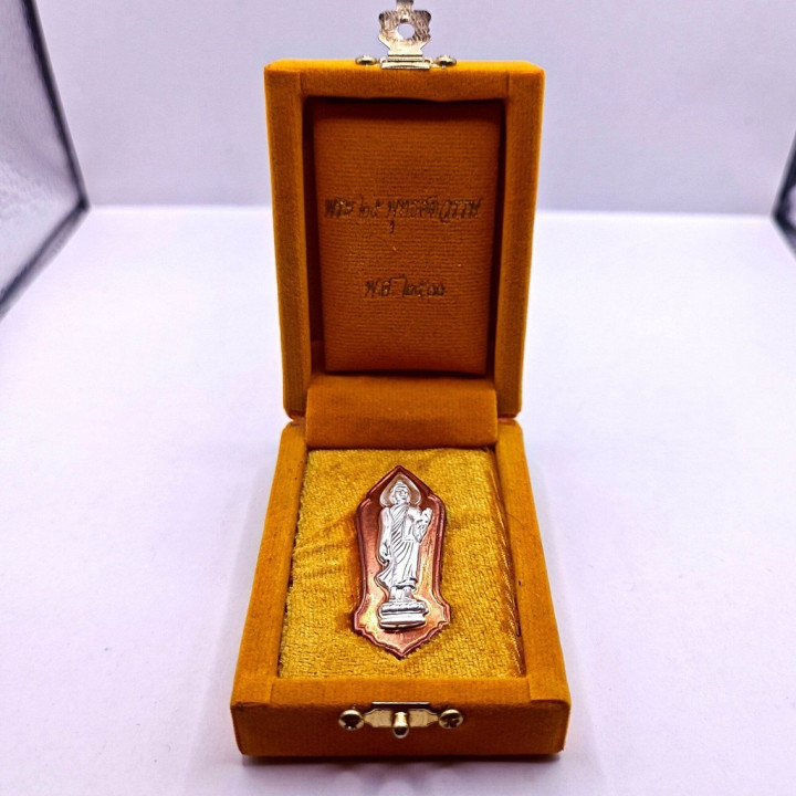 Walking Buddha Amulet Pendant Silver Mask