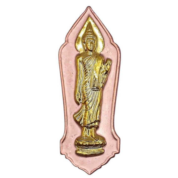Walking Buddha Amulet Pendant Gold Mask
