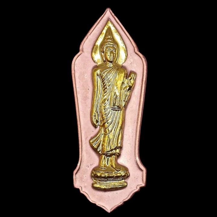 Walking Buddha Amulet Pendant Gold Mask