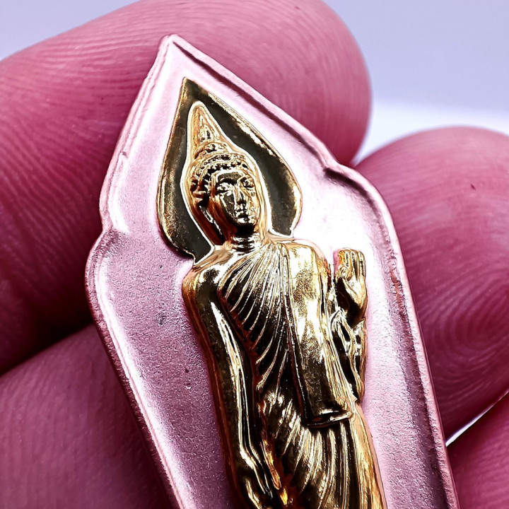 Walking Buddha Amulet Pendant Gold Mask