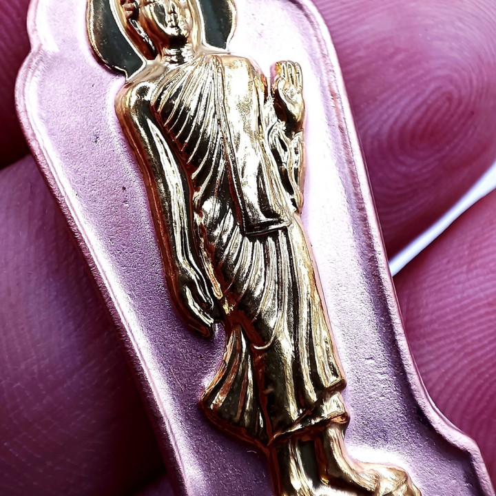 Walking Buddha Amulet Pendant Gold Mask