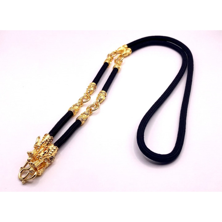 Dragon Head 24K Gold Plated 5-Amulet Necklace