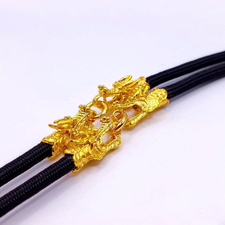 Dragon Head Rope Necklace 24K Gold Plated