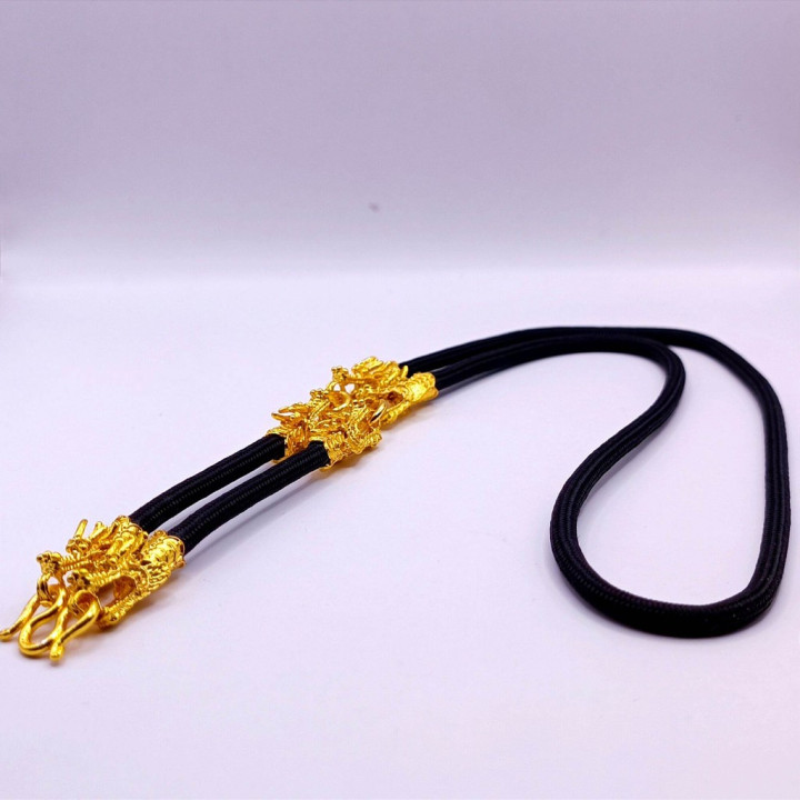 Dragon Head Rope Necklace 24K Gold Plated