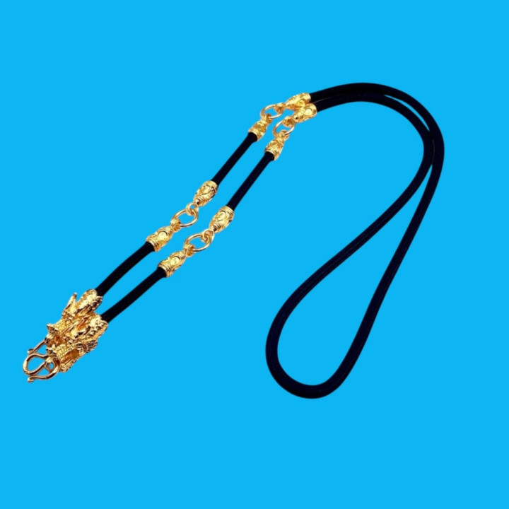 Dragon Head 24K Gold Plated 5-Amulet Necklace