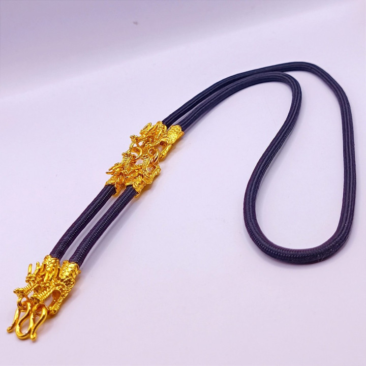 Dragon Head Rope Necklace 24K Gold Plated