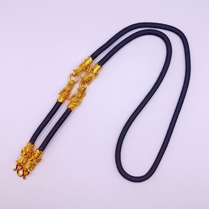 Dragon Head Rope Necklace 24K Gold Plated