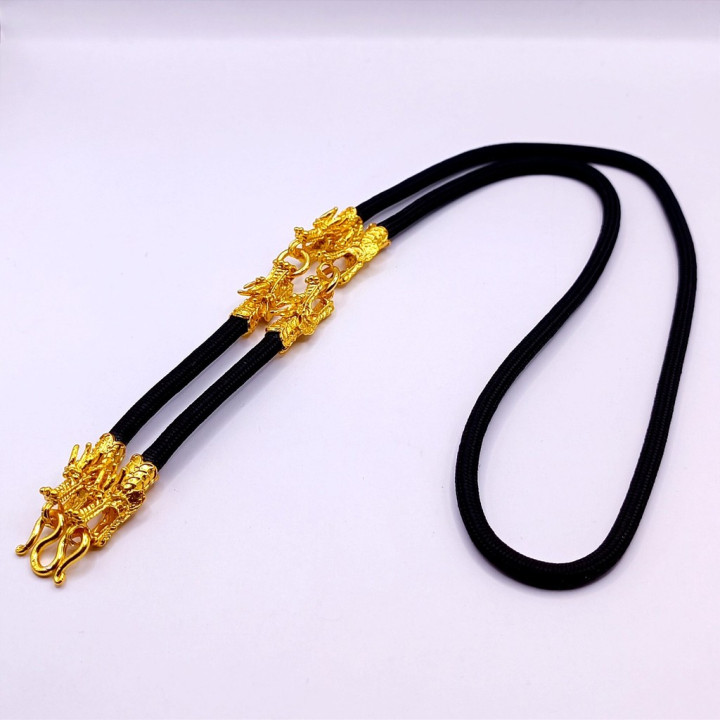Dragon Head Rope Necklace 24K Gold Plated