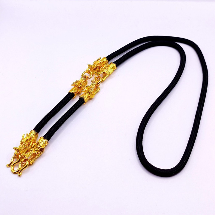 Dragon Head Rope Necklace 24K Gold Plated