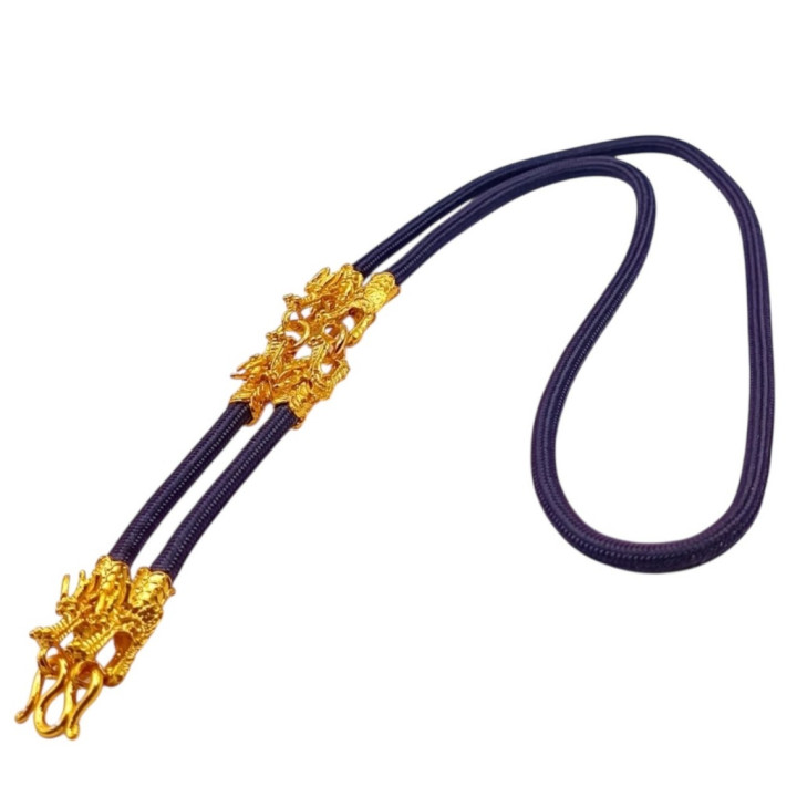 Dragon Head Rope Necklace 24K Gold Plated