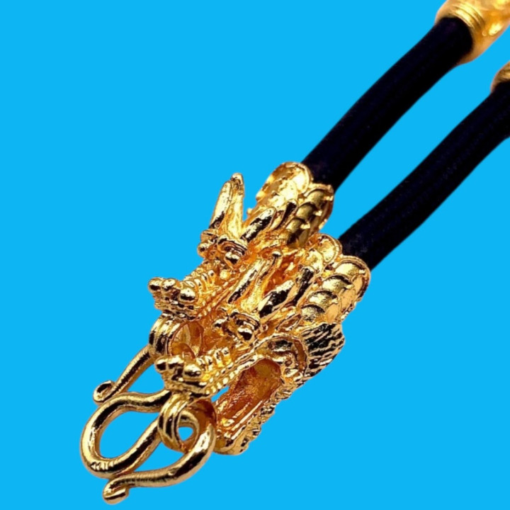 Dragon Head 24K Gold Plated 5-Amulet Necklace