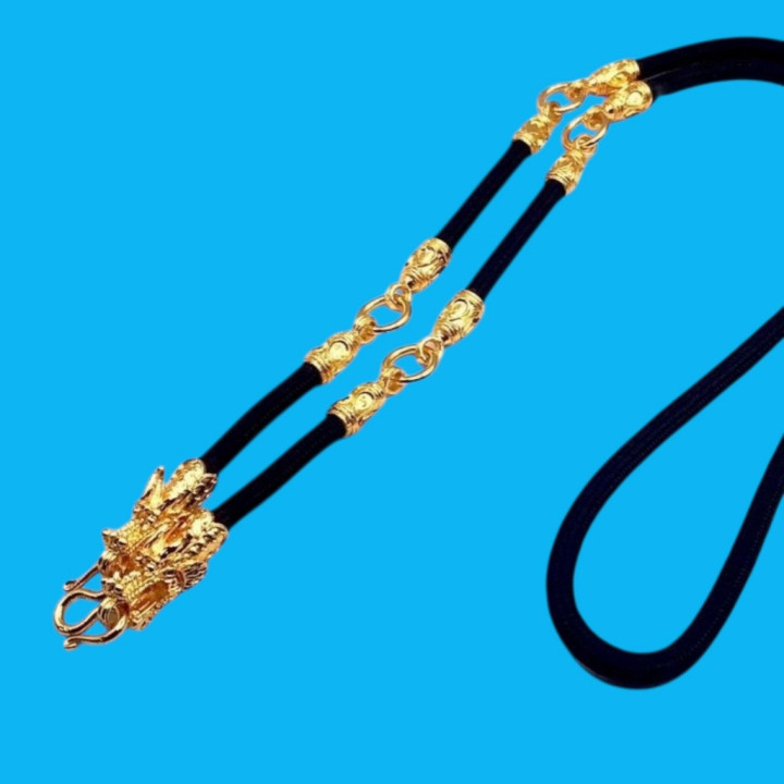 Dragon Head 24K Gold Plated 5-Amulet Necklace